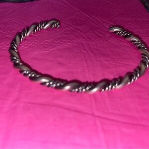 Twisted Rope Open Cuff Bracelet in Silver Tone